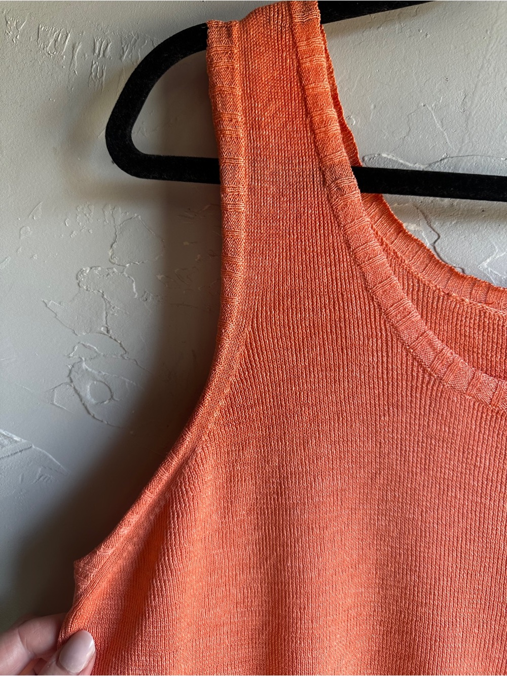 Eileen Fisher linen loose knit cardigan & tank set in coral, L and XL - Picture 5 of 16